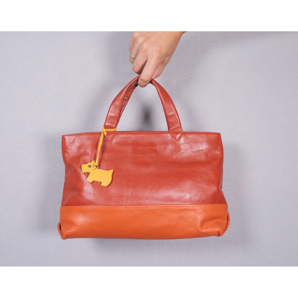 Radley London Colorblock Leather Tote Bag Red Orange Shoulder Handbag Purse
